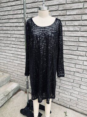 Love & Legend by Addition Elle Black Sequin Shift Dress - Size 10